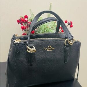 Coach Black mini Satchel with Gold Accents